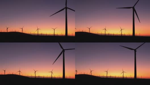 南加州棕榈泉附近的风力涡轮机高清在线视频素材下载