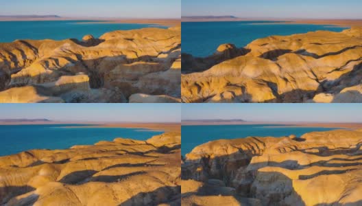 迷人的亚丹海景在夕阳的映照下变成了金色和红色高清在线视频素材下载