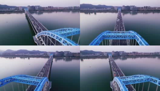 钱江4号桥鸟瞰图高清在线视频素材下载