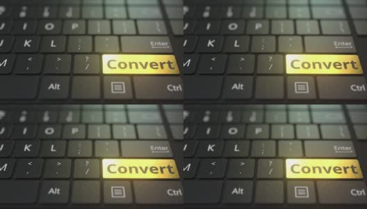 黑色电脑键盘和金色转换键高清在线视频素材下载