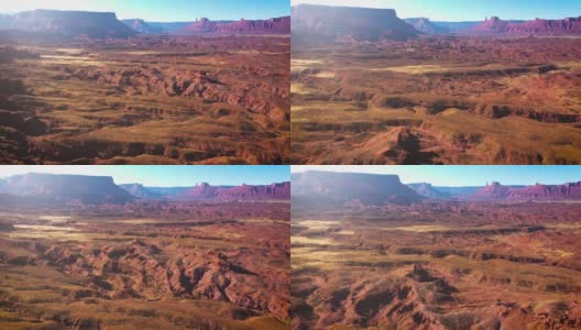 犹他州Moad附近崎岖地形的航拍照片高清在线视频素材下载