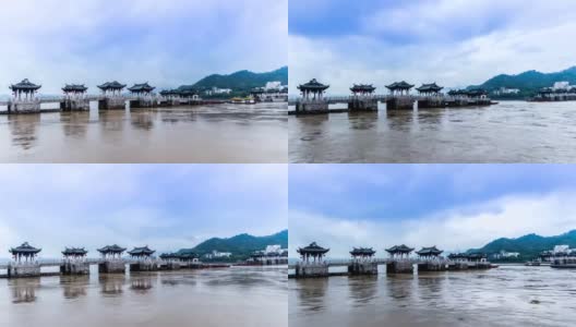 中国广东省潮州市广济桥以交通便利而闻名高清在线视频素材下载