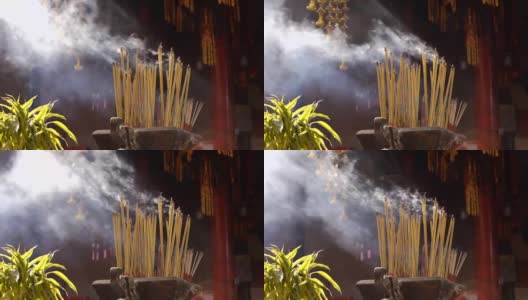 中国寺庙里烧香高清在线视频素材下载