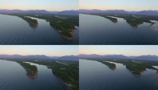 航空摄影。贝加尔湖岸边的定居点。Vydrino高清在线视频素材下载