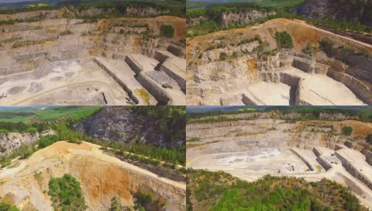 无人驾驶飞机飞越捷克最大的石灰岩采石场魔鬼的楼梯- Certovy Schody。高清在线视频素材下载