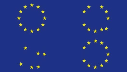 欧盟国旗因危机而坠落的4k动画剪辑。高清在线视频素材下载