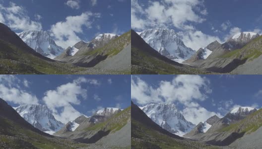 风景有雪山、云和蓝天。天山、吉尔吉斯斯坦高清在线视频素材下载