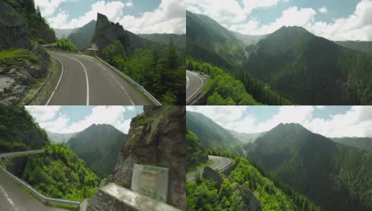 Transfagarasan road, Fagaras Mountains，罗马尼亚，空气高清在线视频素材下载
