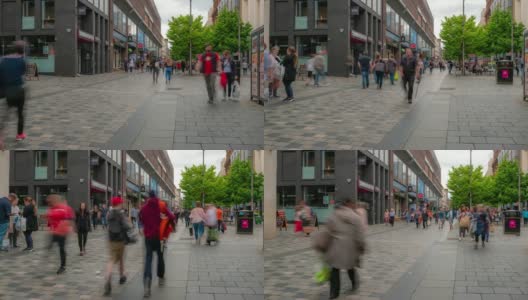 英国苏格兰格拉斯哥拥挤的布坎南购物街高清在线视频素材下载