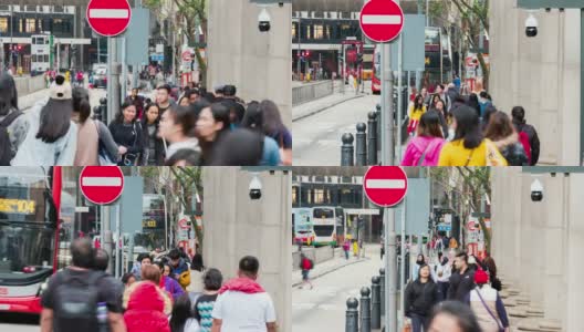 4K TIME LAPSE (4096x2160):香港人走在人行道上。(苹果PRORES 422(总部))。4 k运输高清在线视频素材下载