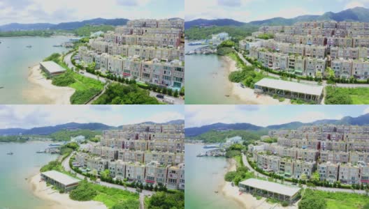 无人机拍摄三门仔村的豪宅高清在线视频素材下载