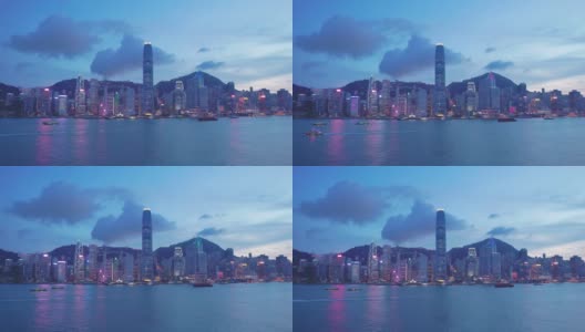 香港维多利亚港，著名的旅游景点。远东大都市商务区高清在线视频素材下载