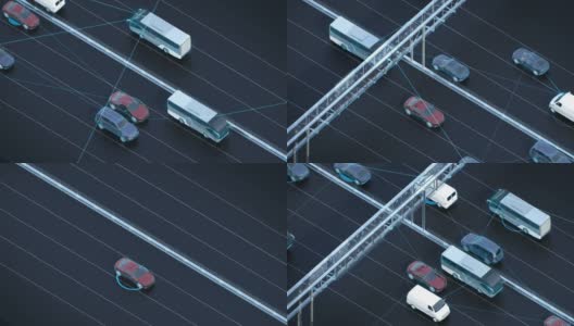 高速公路自动驾驶、人工智能、物联网汽车。4 k。高清在线视频素材下载