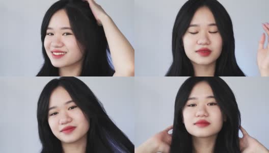 护发角蛋白拉直美容亚洲女性高清在线视频素材下载