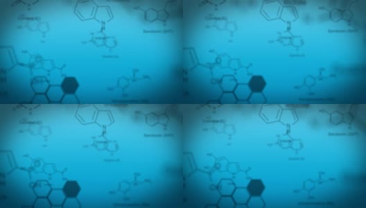 蓝色背景和化学方程式高清在线视频素材下载