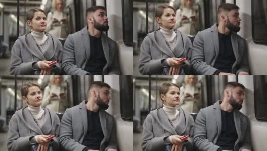 男人喜欢在地铁上和女人聊天高清在线视频素材下载