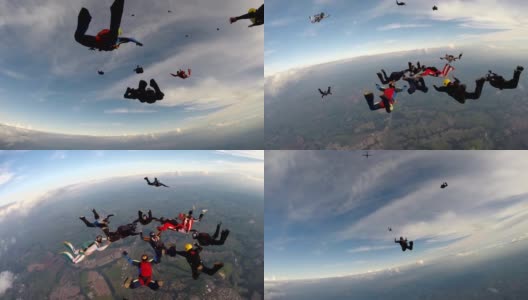 跳伞集团高清在线视频素材下载
