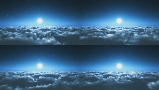 夜间飞行在云层之上高清在线视频素材下载