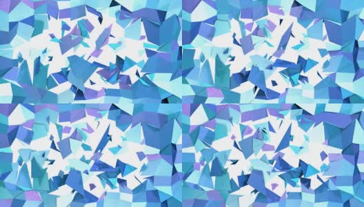 抽象简单的蓝紫色低聚三维分裂表面作为网络背景。软几何低多边形运动背景与纯蓝紫色多边形。4K全高清无缝循环背景高清在线视频素材下载