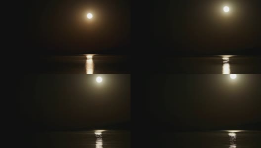 月亮升起的时间在夜晚流逝，放大高清在线视频素材下载