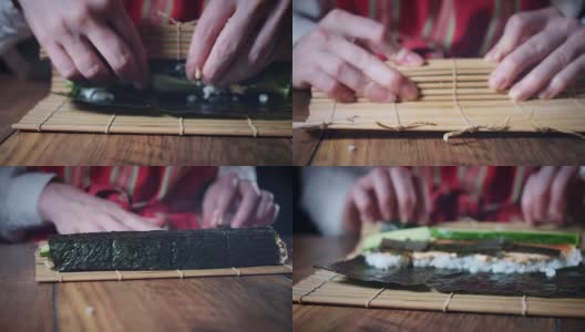 4K传统厨师寿司卷高清在线视频素材下载