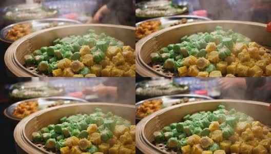 夜市的中国蒸菜高清在线视频素材下载