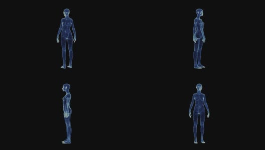 旋转的女人身体的全息图高清在线视频素材下载