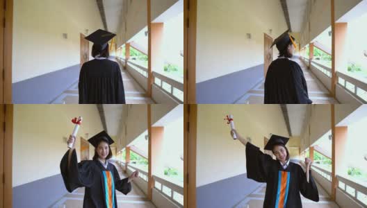 黑人毕业生在大学毕业典礼上穿黑色西装。高清在线视频素材下载