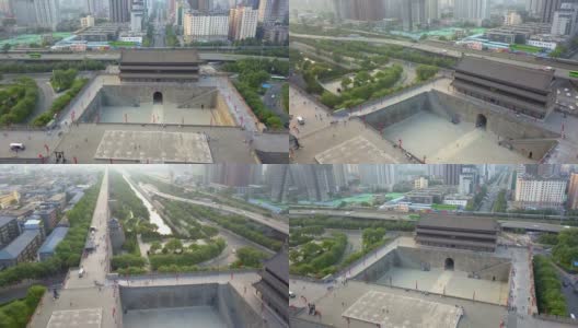 中国的对比。古城和现代建筑高清在线视频素材下载