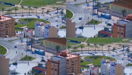 西班牙某城市郊区的汽车回旋处高清在线视频素材下载