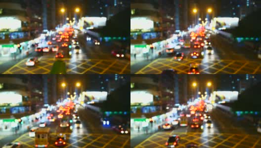 日常生活视频散景灯从交通在夜间交通拥堵在大城市下班时间有大量的汽车在城市所以急着去目的地的交通概念高清在线视频素材下载