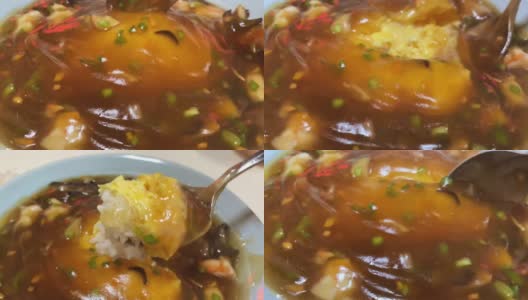 中国煎蛋卷和米饭高清在线视频素材下载