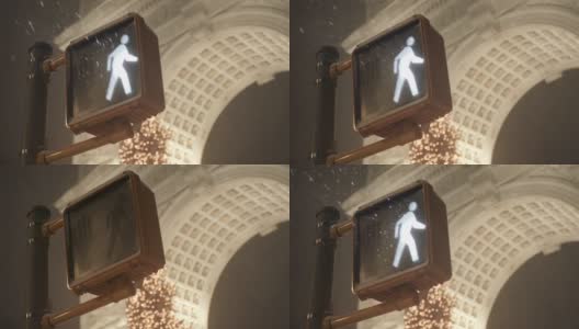 华盛顿广场拱门下的人行横道标志高清在线视频素材下载