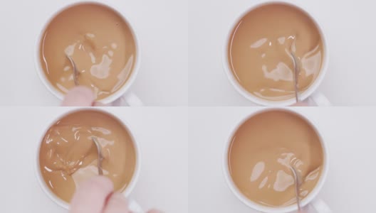 男人在慢动作搅拌咖啡高清在线视频素材下载