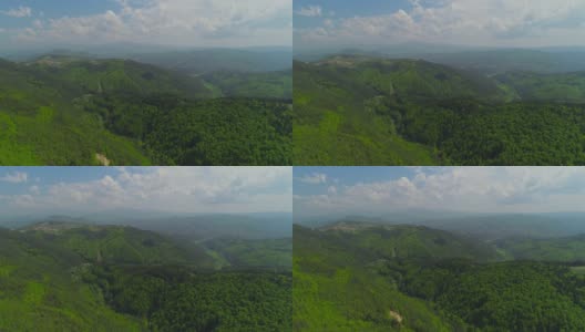 4k航拍视频中的自然山景。森林和山。高清在线视频素材下载