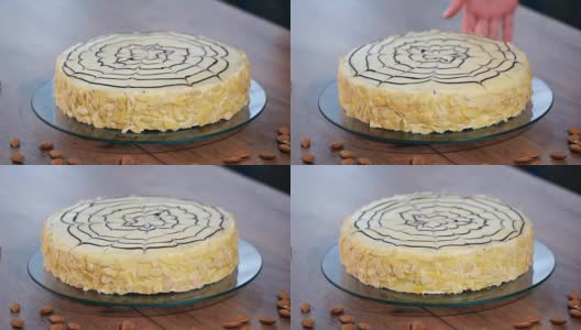 传统的匈牙利酯蛋糕。高清在线视频素材下载