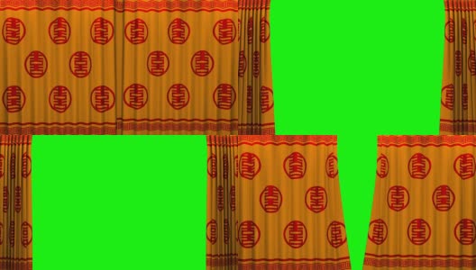 春节红金图案幕布配绿幕开场景象高清在线视频素材下载