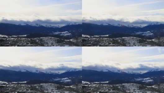 在法国比利牛斯山用时间流逝拍摄的雪山高清在线视频素材下载