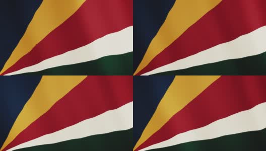 塞舌尔国旗飘扬的动画。全屏。国家的象征高清在线视频素材下载