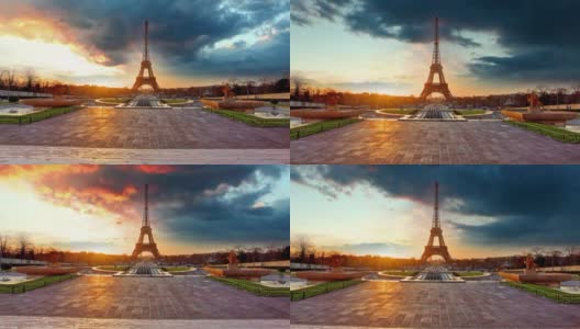 巴黎-埃菲尔铁塔。高清在线视频素材下载