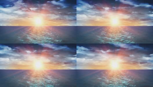 海洋日落与云彩(循环)高清在线视频素材下载