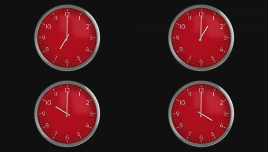 经典的挂钟。每分钟1帧。Loopable。红色的。高清在线视频素材下载