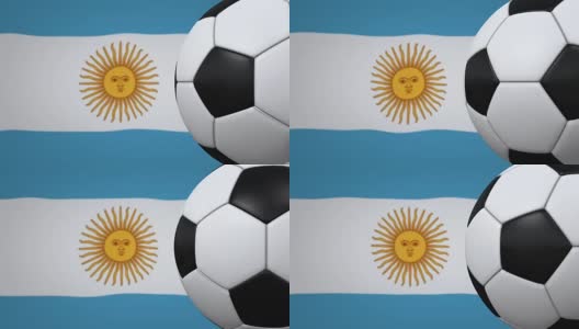 足球环与阿根廷国旗的背景高清在线视频素材下载