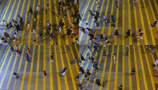 香港夜间繁忙的人行横道高清在线视频素材下载