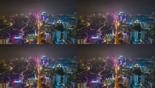 夜间深圳市区交通街道航拍，时间跨度为4k中国高清在线视频素材下载