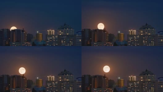 Timelapse full moon rising power cityscape(基辅)1080P 60fps高清在线视频素材下载