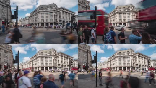 时光流逝:英国伦敦市中心购物街牛津广场上的通勤人群高清在线视频素材下载