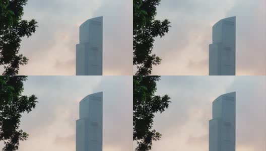 日落时间广州市著名的最高办公楼时间推移全景4k中国高清在线视频素材下载