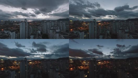 延时摄影从黄昏到夜晚的城市天际线在福州，福建省，中国高清在线视频素材下载