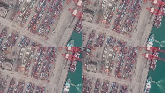 繁忙工业港的T/L无人机视角高清在线视频素材下载